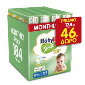 BABYLINO Promo Sensitive Monthly No.4+ Maxi Plus (10-15kg) Βρεφικές Πάνες 184 Τεμάχια