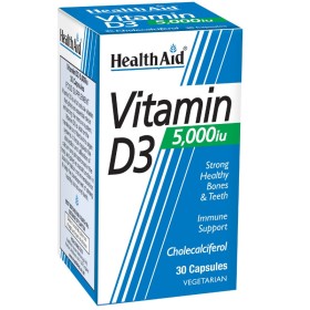 HEALTH AID Vitamin D3 5000iu Dietary Supplement with Vitamin D3 30 Capsules
