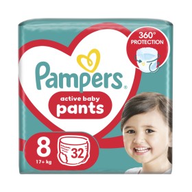 Pampers Active Baby Pants Μέγεθος 8 (17kg+) Πάνες Βρακάκι 32 Τεμάχια