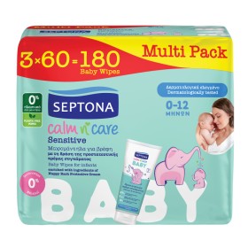 Septona Promo Calm N Care Sensitive Baby Wipes Μωρομάντηλα με Δράση Προστατευτικής Κρέμας Συγκάματος 3x60 Τεμάχια Septona Promo Calm N Care Sensitive Baby Wipes Μωρομάντηλα με Δράση Προστατευτικής Κρέμας Συγκάματος 3x60 Τεμάχια