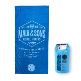 Maui & Sons Πετσέτα Θαλάσσης Microfiber με Σχέδιο 90x180cm & Αδιάβροχη Θήκη Μπλε Rebel Riders 1 Σετ Maui & Sons Πετσέτα Θαλάσσης Microfiber με Σχέδιο 90x180cm & Αδιάβροχη Θήκη Μπλε Rebel Riders 1 Σετ
