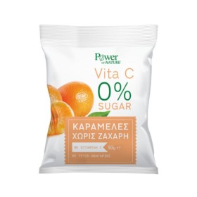 POWER OF NATURE Vita-C Καραμέλες με Βιταμίνη C για Ενίσχυση του Ανοσοποιητικού με Γεύση Μανταρίνι 50g