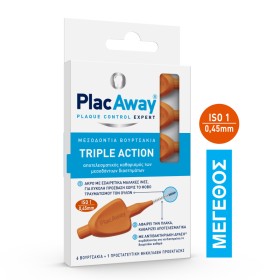 Plac Away Μεσοδόντια Βουρτσάκια 0.45mm Πορτοκαλί 6 Τεμάχια