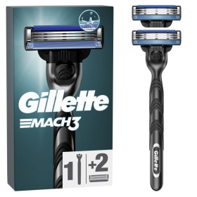 GILLETTE Mach3 Shaver & 2 Replacement Heads 3 Pieces