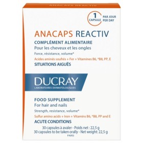 DUCRAY Anacaps Reactiv Συμπλήρωμα Διατροφής κατά της Αντιδραστικής Τριχόπτωσης 30 Κάψουλες