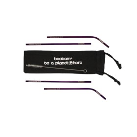 Boobam Straw Metal Titanium Purple Μεταλλικά Καλαμάκια 4 Τεμάχια