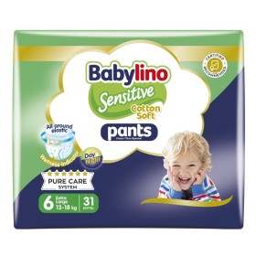 BABYLINO Sensitive Pants Cotton Soft Unisex No.6 Extra Large 13-18kg Baby Diapers Pants 31 Pieces