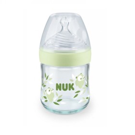 NUK Nature Sense Λαχανί Με Φύλλα Μπιμπερό για 0-6m+ με Θηλή Σιλικόνης (S) Temperature Control 120ml (10.747.112)