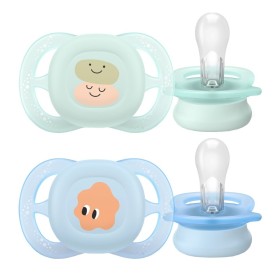 Philips Avent Ultra Start Silicone Orthodontic Soother Πιπίλα Σιλικόνης 0-2m Πράσινο/Μπλε με Σχέδιο 2 Τεμάχια