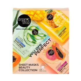 Organic Shop Promo Beauty Collection Lifting & Glow Collagen Therapy Μάσκα Προσώπου για Σύσφιξη & Λάμψη με Ανανά & Μάνγκο 1 Τεμάχιο & Hydrating & Restoring με Aloe & Υαλουρονικό Οξύ 1 Τεμάχιο & Antioxidant & Anti-Age με Guava & Papaya 1 Τεμάχιο