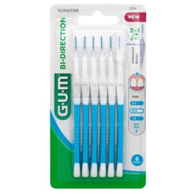 GUM Interdental Brushes Bi-Direction Blue 2314 Tapered 0,9mm 6 Pieces