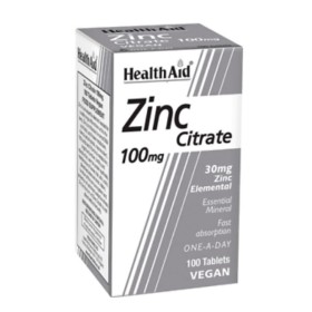 Health Aid Zinc Citrate 100mg Συμπλήρωμα Διατροφής με Ψευδάργυρο 100 Ταμπλέτες Health Aid Zinc Citrate 100mg Συμπλήρωμα Διατροφής με Ψευδάργυρο 100 Ταμπλέτες