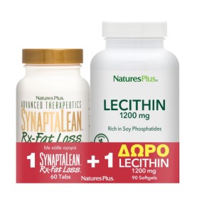 NATURES PLUS Promo Synaptalean RX Fat Loss για Αδυνάτισμα 60 Ταμπλέτες & Lecithin 1200mg 90 Μαλακές Κάψουλες