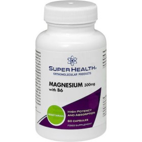 SUPER HEALTH Magnesium 300mg with B6 Συμπλήρωμα Διατροφής με Μαγνήσιο & Βιταμίνη Β6 60 Κάψουλες
