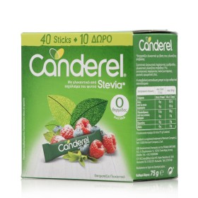 CANDEREL Stevia Sticks 40 Sachets & 10 Gift x 1,5g