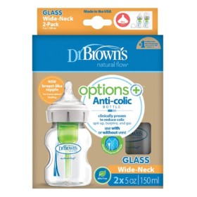DR BROWNS Glass Baby Bottle Options+ 150ml 2 Pieces [WB 52700]