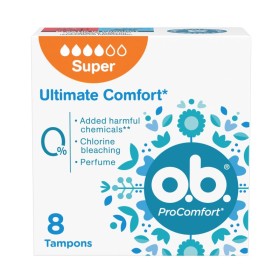 O.B.procomfort Super Ταμπόν με Μοναδικό Κάλυμμα Silktouch™ & Τεχνολογία Dynamicfit™ με Τρισδιάστατη Δομή για Ημέρες με Μεγάλη Ροή 8 Τεμάχια