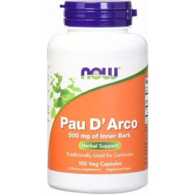 NOW Pau D Arco 500mg Immune & Gut Boosting Supplement 100 Vegetarian Capsules