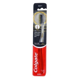 COLGATE Slim Soft Advanced Gold Charcoal Toothbrush Soft Οδοντόβουρτσα Μαλακή 1 Τεμάχιο