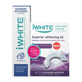 IWHITE Promo Superior Whitening Kit Teeth Whitening System 10 Pre-filled Mouthpieces & Gift Supreme Whitening Toothpaste 75ml