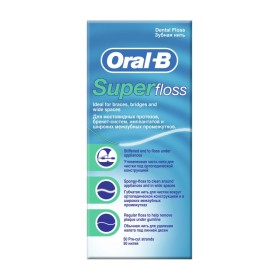 ORAL B Super Floss Οδοντικό Νήμα με Γεύση Μέντα 50 τμήματα x 60εκ