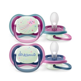 Philips Avent Ultra Air Nighttime Πιπίλες Σιλικόνης Αστέρι & Dreams 6-18m 2 Τεμάχια (Scf376/07)
