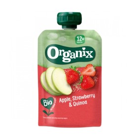 Organix Bio Φρουτοπολτός Μήλο & Φράουλα & Κινόα από 12m+ 100g