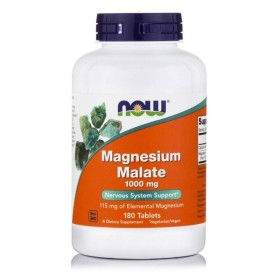 NOW Magnesium Malate 1000mg Magnesium Supplement for Heart Support Anti-Fatigue 180 Tablets