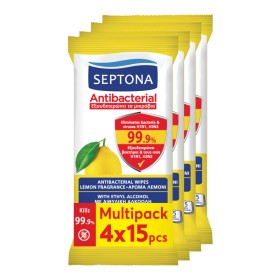 Septona Promo Antibacterial Hand Wipes Aντιβακτηριακά Mαντηλάκια Xεριών Λεμόνι 4x15 Septona Promo Antibacterial Hand Wipes Aντιβακτηριακά Mαντηλάκια Xεριών Λεμόνι 4x15