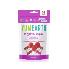 YUMEARTH Organic Lollipops Strawberry & Vitamin C Lollipops 14 Pieces
