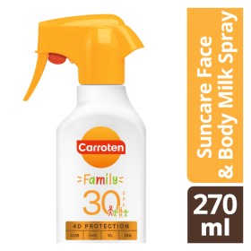 Carroten Family Suncare Face & Body Milk Spray Spf30 Αντηλιακό Γαλάκτωμα Προσώπου & Σώματος 270ml