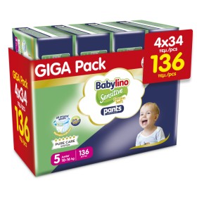 Babylino Sensitive Cotton Soft Pants Unisex No5 Πάνες Βρακάκι Junior  10-16kg 136 Τεμάχια [ Monthly Pack ]