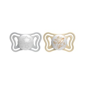 Chicco Physioforma Light Πιπίλα Σιλικόνης Νυκτός Γκρι-Μπεζ 6-16m+ 2 Τεμάχια
