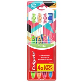 Colgate Design Edition Twister Soft Οδοντόβουρτσες 4 Τεμάχια [Οικογενειακή Συσκευασία]