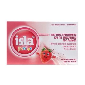 Isla Junior Ανακουφίζει Από Τους Ερεθισμούς & τις Ενοχλήσεις του Λαιμού με Γεύση Φράουλα 20 Τεμάχια