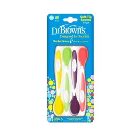 DR BROWNS Spoons Flexible Scoop Designed to Nourish Soft Feeding Spoons 4m+ 4 Pieces