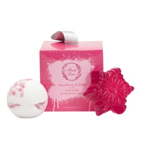FRESH LINE Promo Limited Edition Strawberry & Milk Candy Box Χειροποίητο Σαπούνι 100g & Χειροποίητη Αναβράζουσα Μπάλα 120g