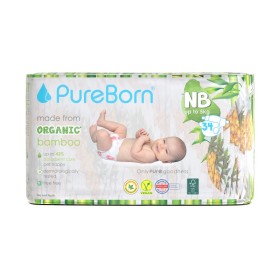 Pureborn Organic Bamboo Unisex Nappies New Born Βρεφικές Πάνες Από Βιολογικές Ίνες Μπαμπού με Ενισχυμένο Απορροφητικό Πυρήνα & Δείκτη Υγρασίας Ως 5kg 34 Τεμάχια Pureborn Organic Bamboo Unisex Nappies New Born Βρεφικές Πάνες Από Βιολογικές Ίνες Μπαμπού με Ενισχυμένο Απορροφητικό Πυρήνα & Δείκτη Υγρασίας Ως 5kg 34 Τεμάχια