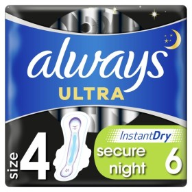 ALWAYS Ultra Secure Night Instant Dry Σερβιέτες 6 Τεμάχια
