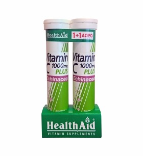 HEALTH AID Promo Vitamin C 1000mg Plus Echinacea 20 Vegan Ταμπλέτες 1+1 Δώρο