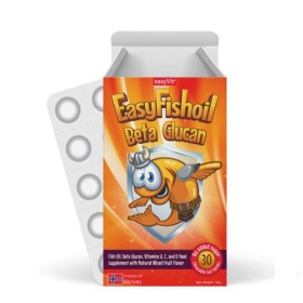 EASYVIT EasyFishoil Beta Glucan Συμπλήρωμα Διατροφής με Ω3 & Β-Γλυκάνες & Βιταμίνες 30 Μασώμενα Ζελεδάκια