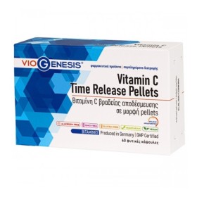 VIOGENESIS Vitamin C Time Release Pellets Βιταμίνη C Βραδείας Αποδέσμευσης 60 Κάψουλες