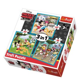 TREFL Disney Mickey Mouse & Friends 3 in 1 3 Διαφορετικά Παιδικά Puzzle για 3+ Ετών 106 Κομμάτια