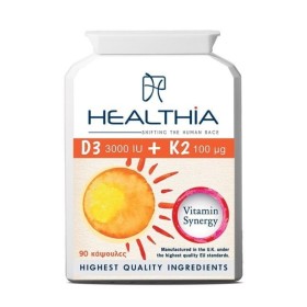 Healthia D3 3000iu & K2 100μg για την Καλή Υγεία των Οστών & του Ανοσοποιητικού 90 Κάψουλες