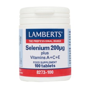 LAMBERTS Selenium 200mg Συμπλήρωμα με Σελήνιο & Βιταμίνες A,C & Ε 100 Ταμπλέτες
