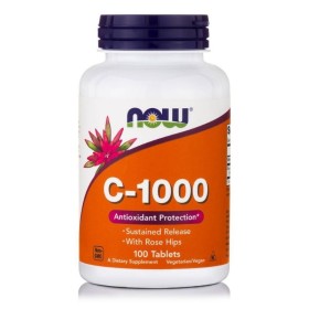 NOW C-1000 with Rose Hips Slow Release Vitamin C Supplement 100 Tablets