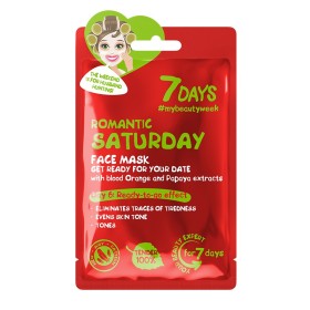 7DAYS ΜΒ Romantic Saturday Sheet Mask Μάσκα Λάμψης για Θαμπές Επιδερμίδες με Σαγκουίνι & Papaya 28g