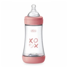 Chicco Πλαστικό Μπιμπερό με Θηλή Σιλικόνης Ροζ για 2m+ 240ml