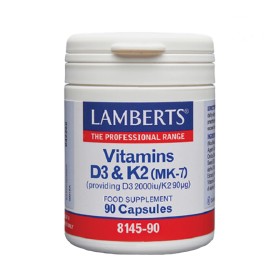 Lamberts Vitamin D3 2000iu & K2 90mg Σύμπλεγμα Βιταμινών Κ2 & D3 90 Κάψουλες
