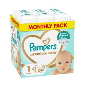 Pampers Premium Care Μέγεθος 1 (2-5kg) Βρεφικές Πάνες 156 Τεμάχια [ Monthly Pack ]